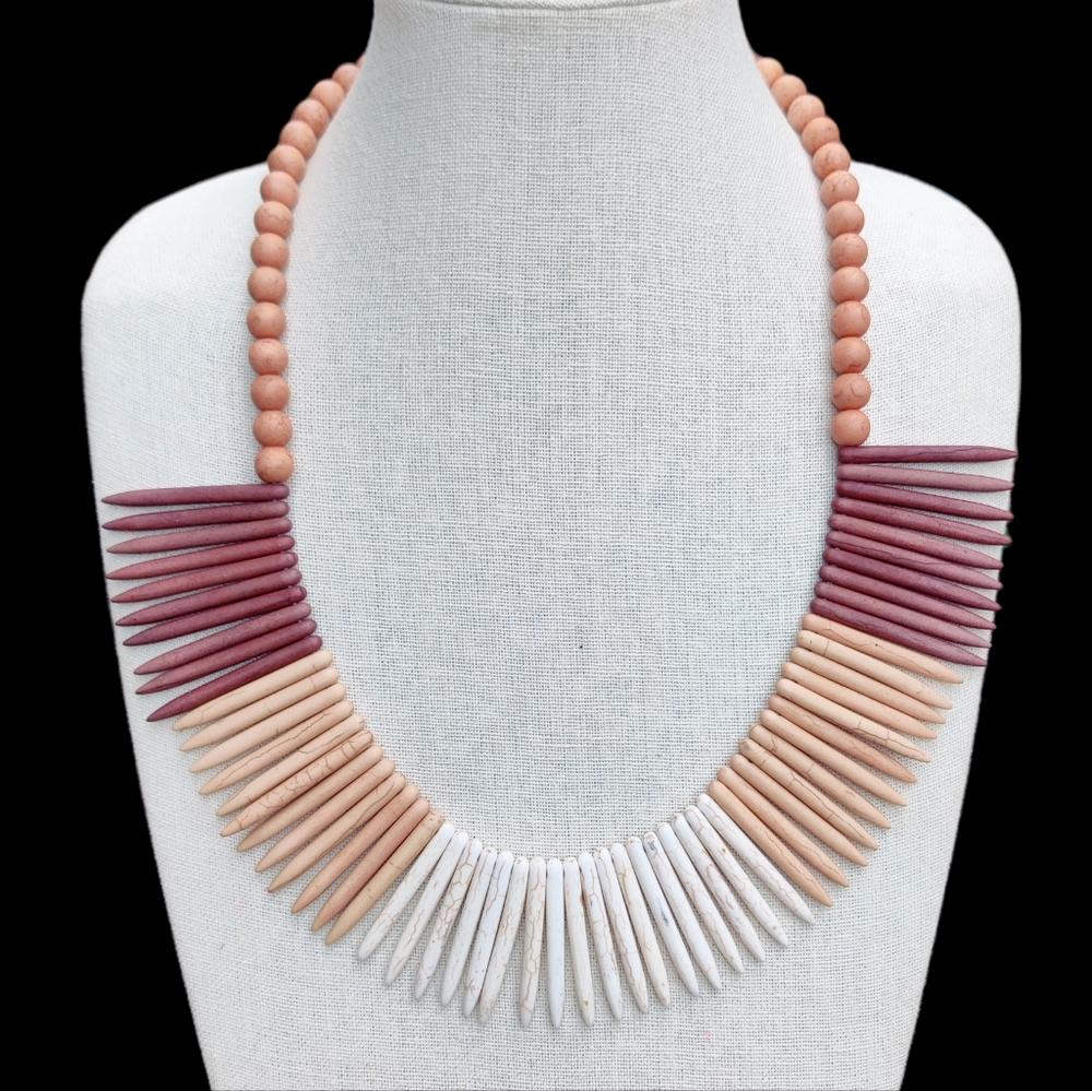 Boho stone spike necklace